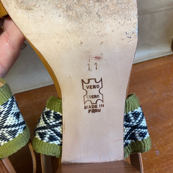 WOMENS FORTRESS OF INCA JACQUELYN Leather Heel Sandals Size 11 M Tan Green - Picture 8 of 8